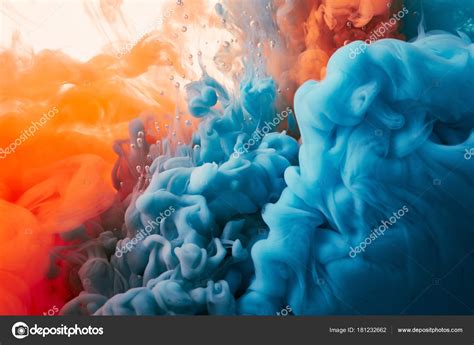 Closeup Splash Blue Orange Paint Abstract Background — Stock Photo