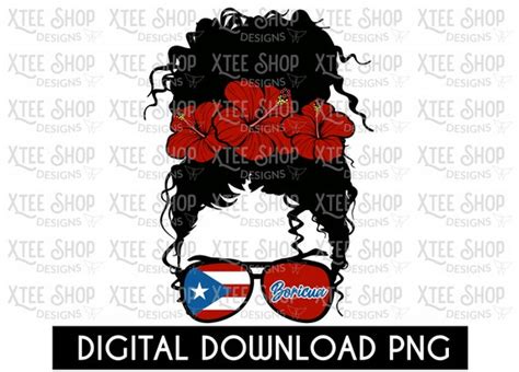 Boricua Girl With Amapola Flower Messy Hair Png Digital File Etsy
