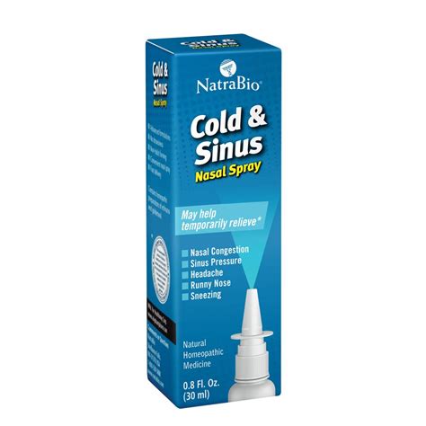 NatraBio Cold Sinus Nasal Spray Homeopathic For Temporary Relief Of