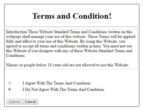 Simple Terms And Condition Dialog In Php Free Source Code Tutorials