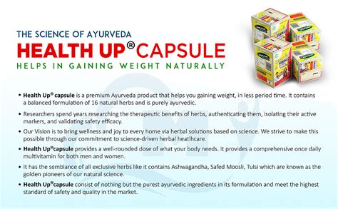 Health Up Capsule Ayurvedic Weight Gainer Capsule 60 Counts Pack