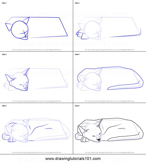 How To Draw A Sleeping Cat Printable Step By Step Drawing Sheet