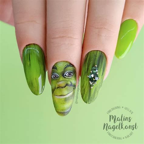 Malins Nailart On Instagram Shrek 💚 Naglar Nails Nailsonfleek