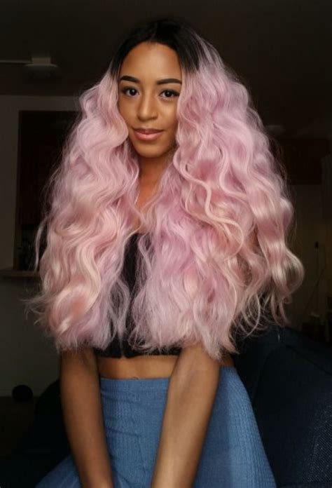 Curly Hair Dyed Tips Long Hair Natural Hair Pink Hair Image