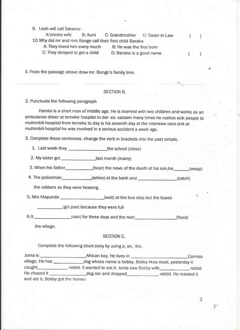 Provided.2( this question paper consists of four sections FORM ONE STUDY NOTES & PAST PAPERS BLOG: ENGLISH LANGUAGE ...