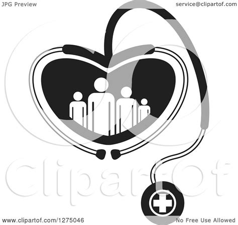 Clipart Of A Black And White Medical Stethoscope Forming A