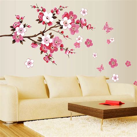 Beautiful Wall Stickers Living Room Bedroom Decorations Flowers Pvc