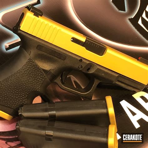 Two Toned Glock 19 Finished In Gold Cerakote