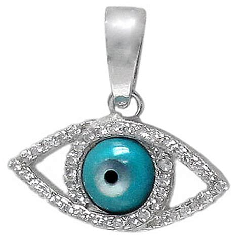 Sterling Silver Evil Eye Oval Light Blue Single Row Faceted Cubic
