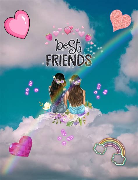 Download Friends On Clouds Girly Bff Wallpaper
