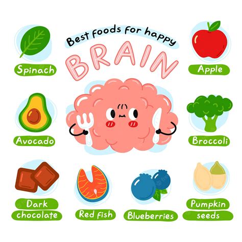 Los Mejores Alimentos Para El Cartel Infográfico Del Cerebro Feliz