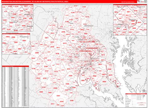 Washington Arlington Alexandria Metro Area Dc Zip Code Maps Red Line