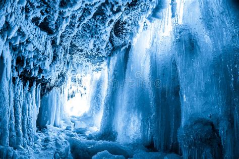 Ice Cave In Frozen Waterfall Jagala Estonia Stock Photo Image Of