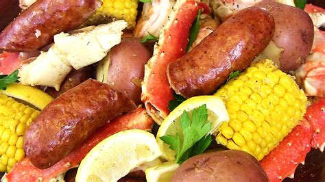 Seafood Boil Crab Sausage Shrimp And Potatoes Oh My Cooking With