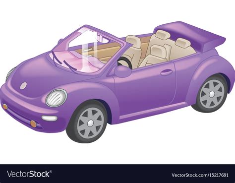 Detailed Purple Convertible Car Cartoon Isolated Vector Image