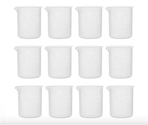 Plastic Beaker 500ml Polypropylene Raised Graduations 12pk Klm