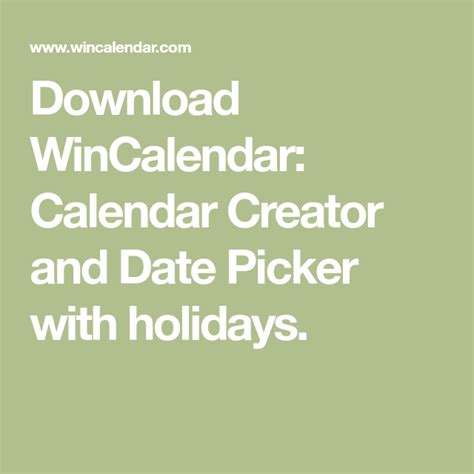 Download Wincalendar Calendar Creator And Date Picker With Holidays