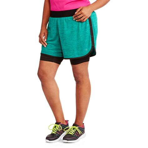 Danskin Now Womens Plus Size Active 2fer Knit Running Shorts