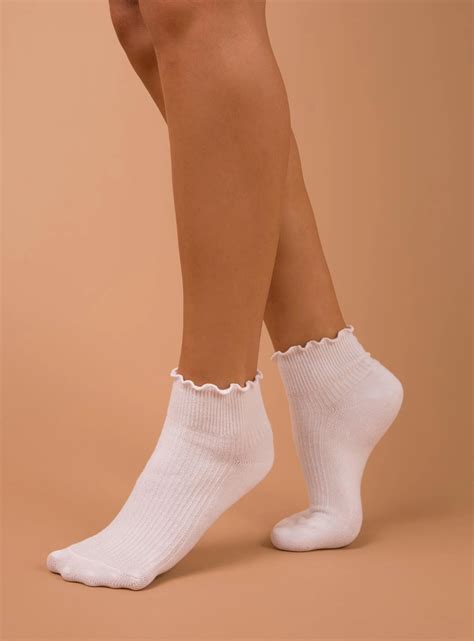 Ribbed Ruffle Socks White Fashion Socks Frilly Socks Sock Outfits