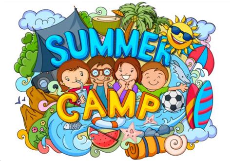 Summer Camp Doodle Vector Illustration 02 Free Download