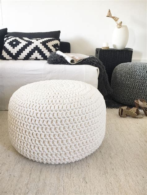 large crochet  pouf ottoman nursery footstool pouf