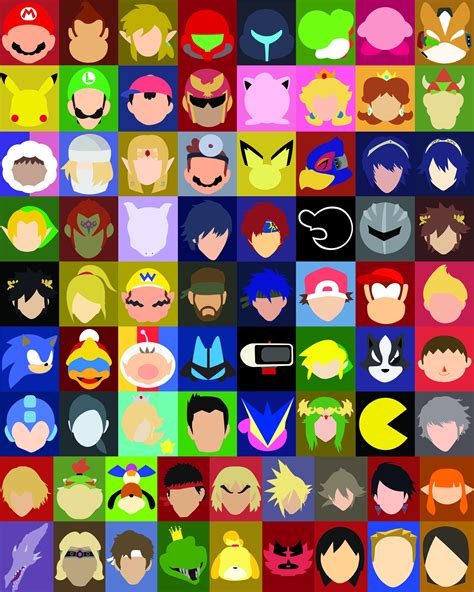 Super Smash Bros Ultimate 74 Character Roster Poster Digital Etsy