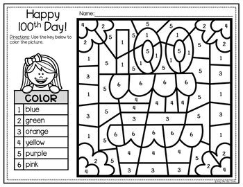 Other 100th day of school activities. 100th Day of School Activities Color by Number Worksheets ...