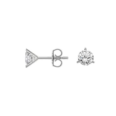 Three Prong Martini Round Diamond Stud Earrings 1 2 Ct Tw In 18K