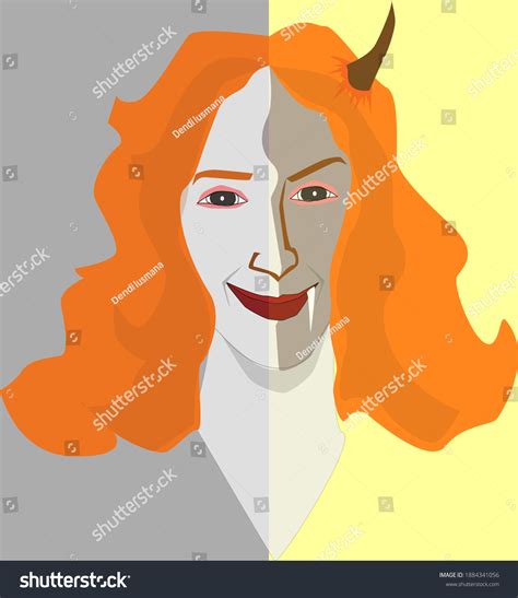 Woman Face Split Into Half Stock Illustration 1884341056 | Shutterstock