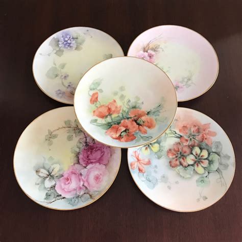 Vintage Dessert Plates Handpainted Floral Plates Thomas Bavaria China