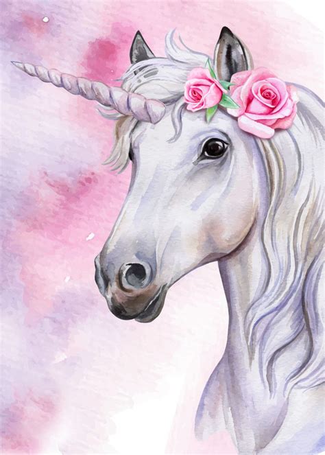 Unicorn Portrait Poster By Queensy Collin Displate Peinture