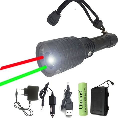 Red Green Laser Light Pointer 3 In 1 Laser Flashlight Rechargeable