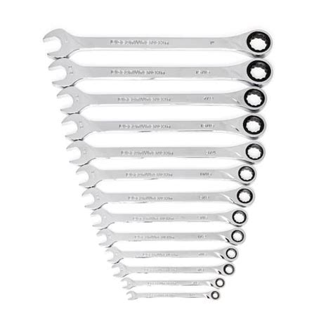 Gearwrench Sae 72 Tooth Xl Combination Ratcheting Wrench Tool Set 13 Piece 85199 The Home Depot