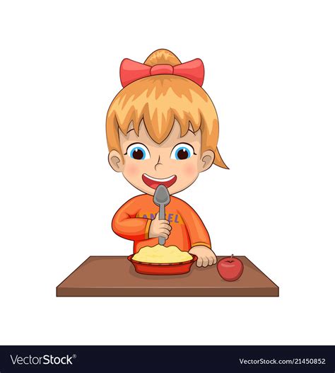 girl eating breakfast meal royalty free vector image
