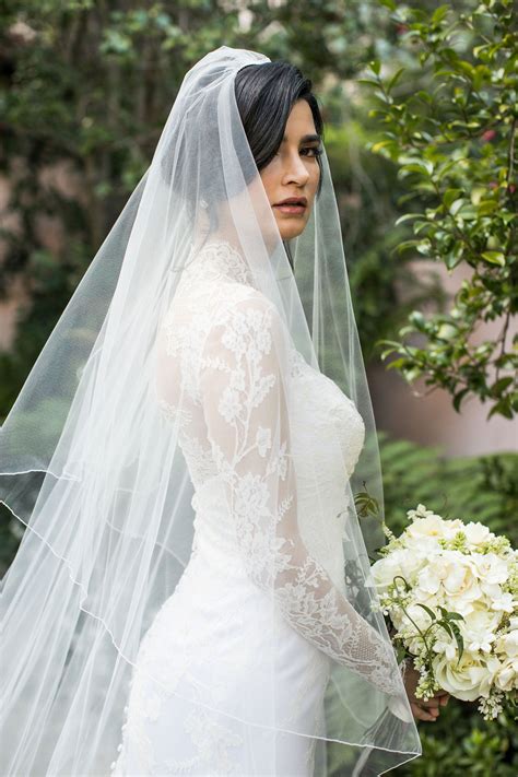 Bride Wearing Veil Long Sleeve Gown Photography Samuel Lippke