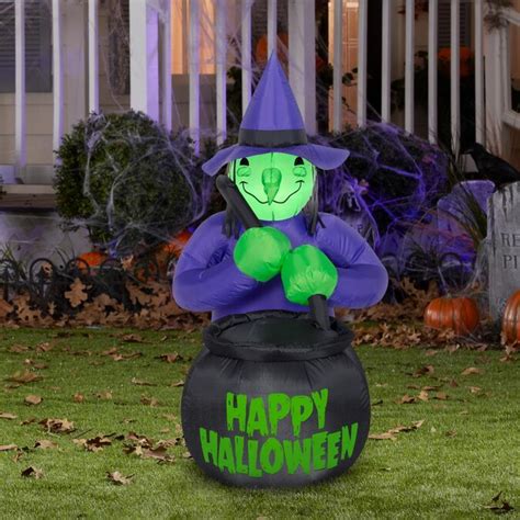 Gemmy 4 Ft X 3 Ft Lighted Witch Halloween Inflatable In The Outdoor