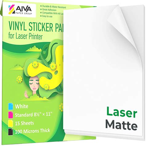 Buy Printable Vinyl Sticker Paper For Laser Printer Matte White 15