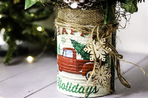 How To Make A Rustic Farmhouse Tin Can Christmas Craft Diy Christmas