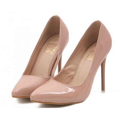 Patent Nude High Heel Court Shoes