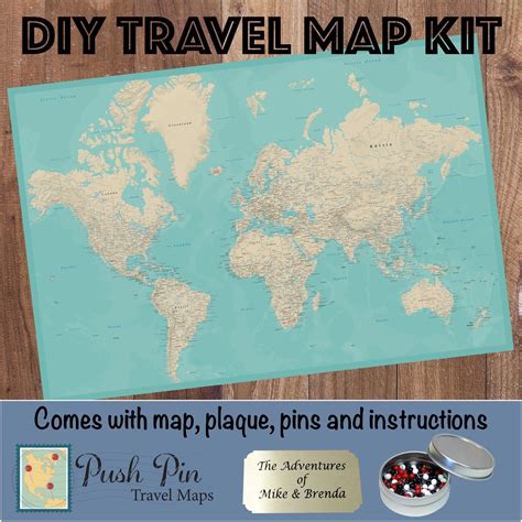 Diy Teal Dream World Push Pin Travel Map Kit Travel Map Diy Travel