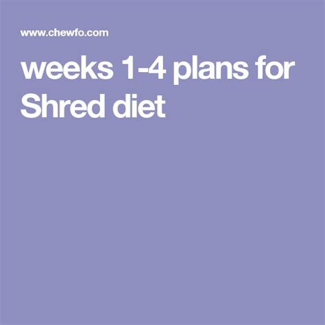 Pin On Shred Diet