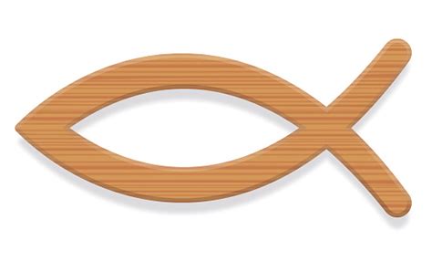 Jesus Fish Wooden Textured Christian Symbol Consisting Of Two