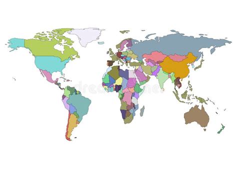 Vector World Map With Country Borders Political World Map Isolated On