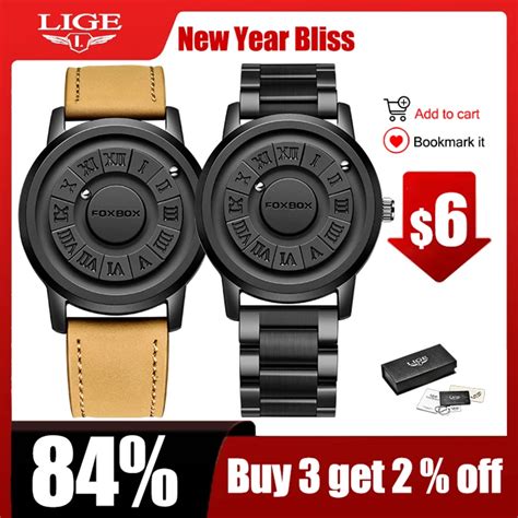 Foxbox Man Watch Lige Brand Creative Stainless Steel Band Scrolling