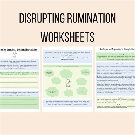 Ruminating Thoughts Worksheets Etsy