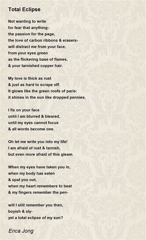 Total Eclipse Poem By Erica Jong Poem Hunter