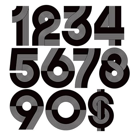 The Numbers Are Black And White With Different Shapes In Its Upper Half