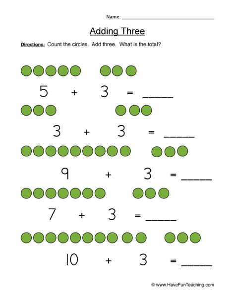 Adding 3 Numbers At A Time Math Problem Worksheet