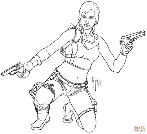 Lara Croft Coloring Page Free Printable Coloring Pages