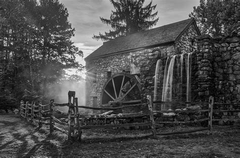 New England Black And White Photography Of Wayside Inn Grist Mill